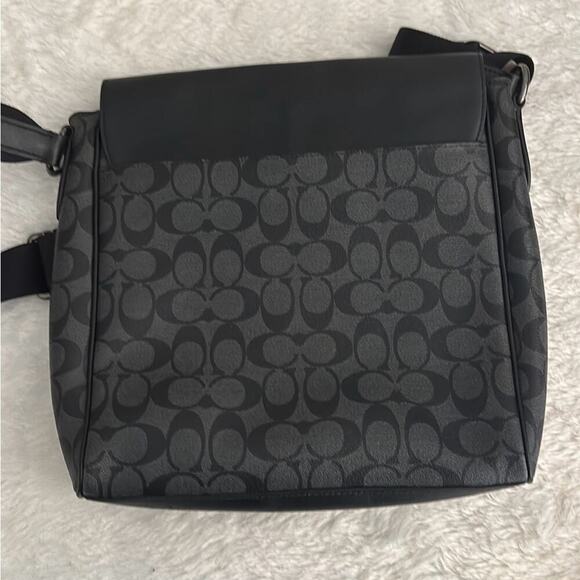 COACH Men's Black Houston Map Messenger Bag  with Adjustable Strap - Picture 3 of 13